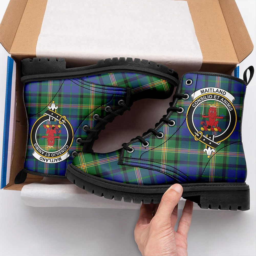 Maitland Tartan Crest Leather Boots