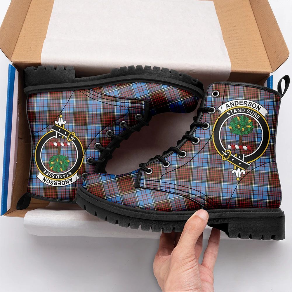 Anderson Modern Tartan Crest Leather Boots