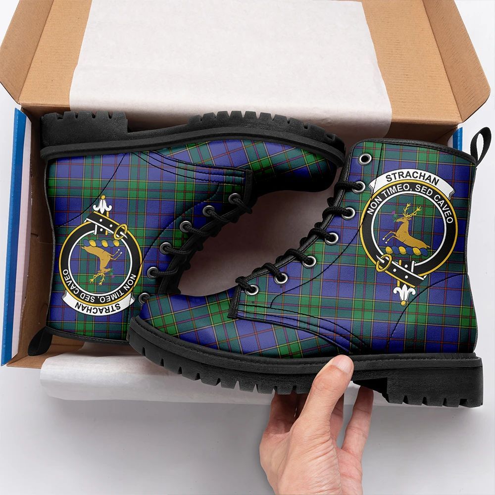 Strachan Tartan Crest Leather Boots