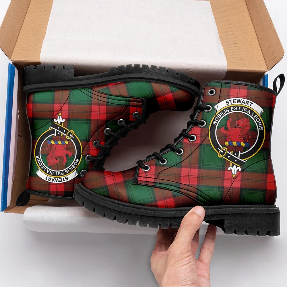 Stewart Atholl Modern Tartan Crest Leather Boots