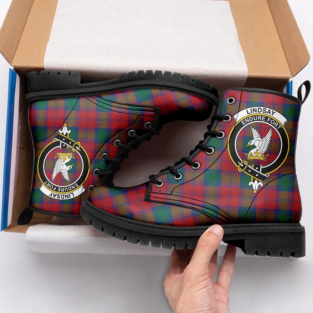 Lindsay Modern Tartan Crest Leather Boots