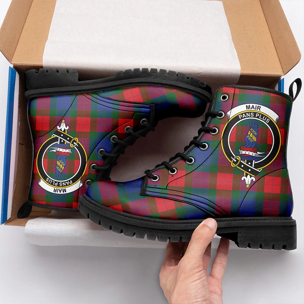 Mar Tartan Crest Leather Boots