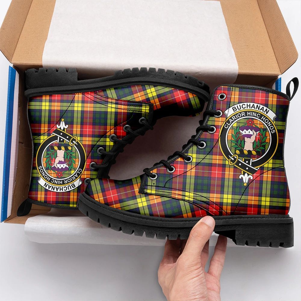 Buchanan Modern Tartan Crest Leather Boots