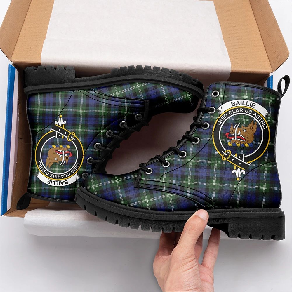 Baillie Modern Tartan Crest Leather Boots