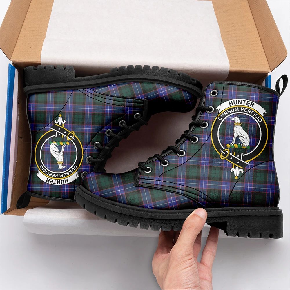 Hunter Modern Tartan Crest Leather Boots