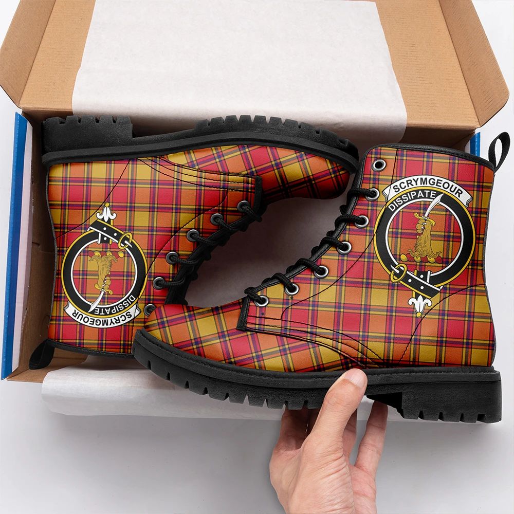 Scrymgeour Tartan Crest Leather Boots