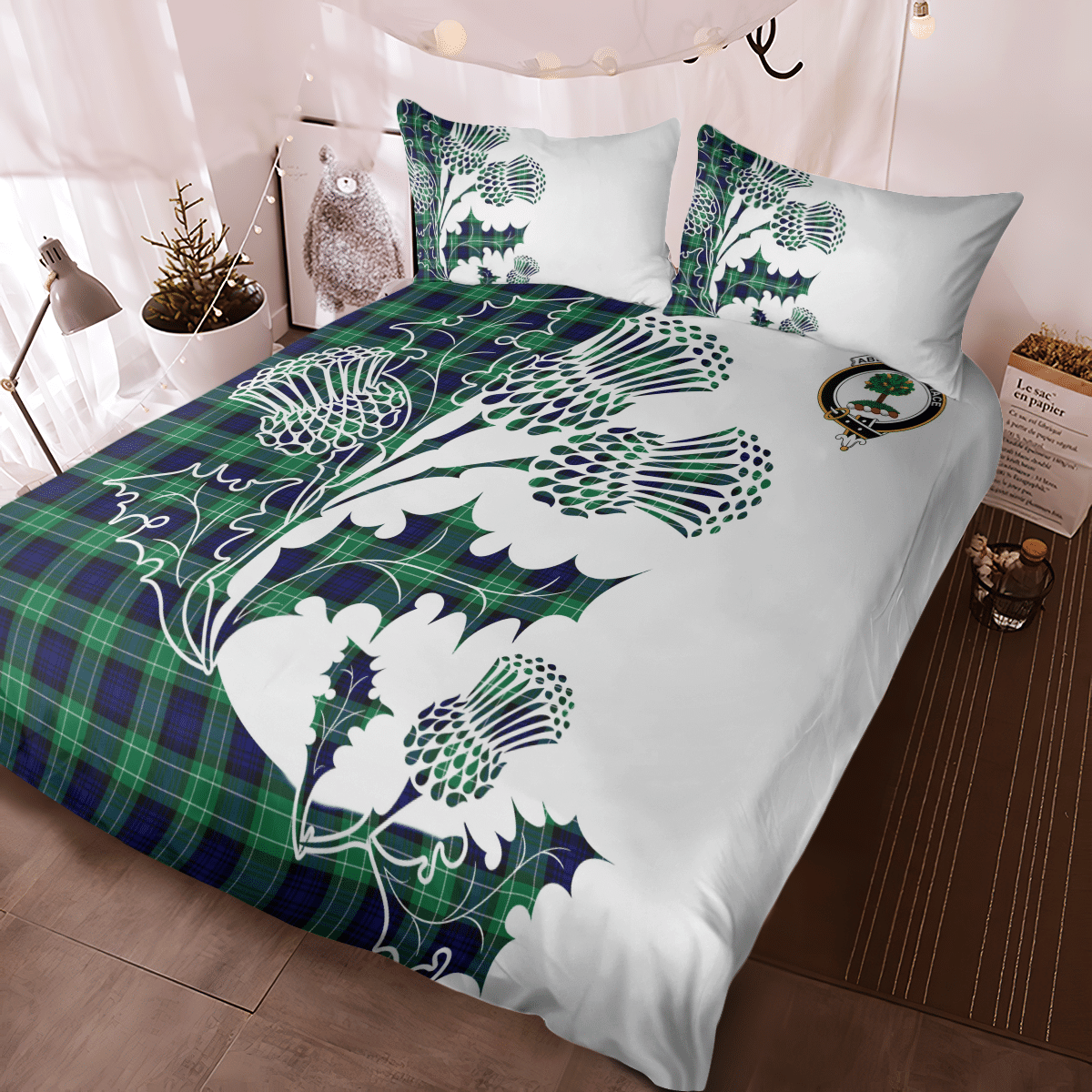 Abercrombie Tartan Crest Bedding Set - Thistle Style