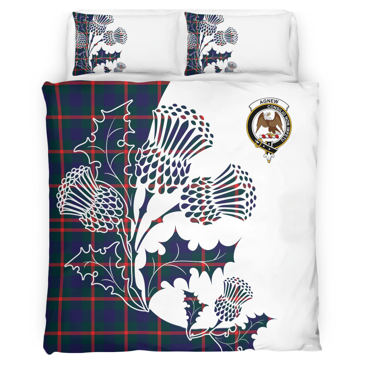 Agnew Tartan Crest Bedding Set - Thistle Style