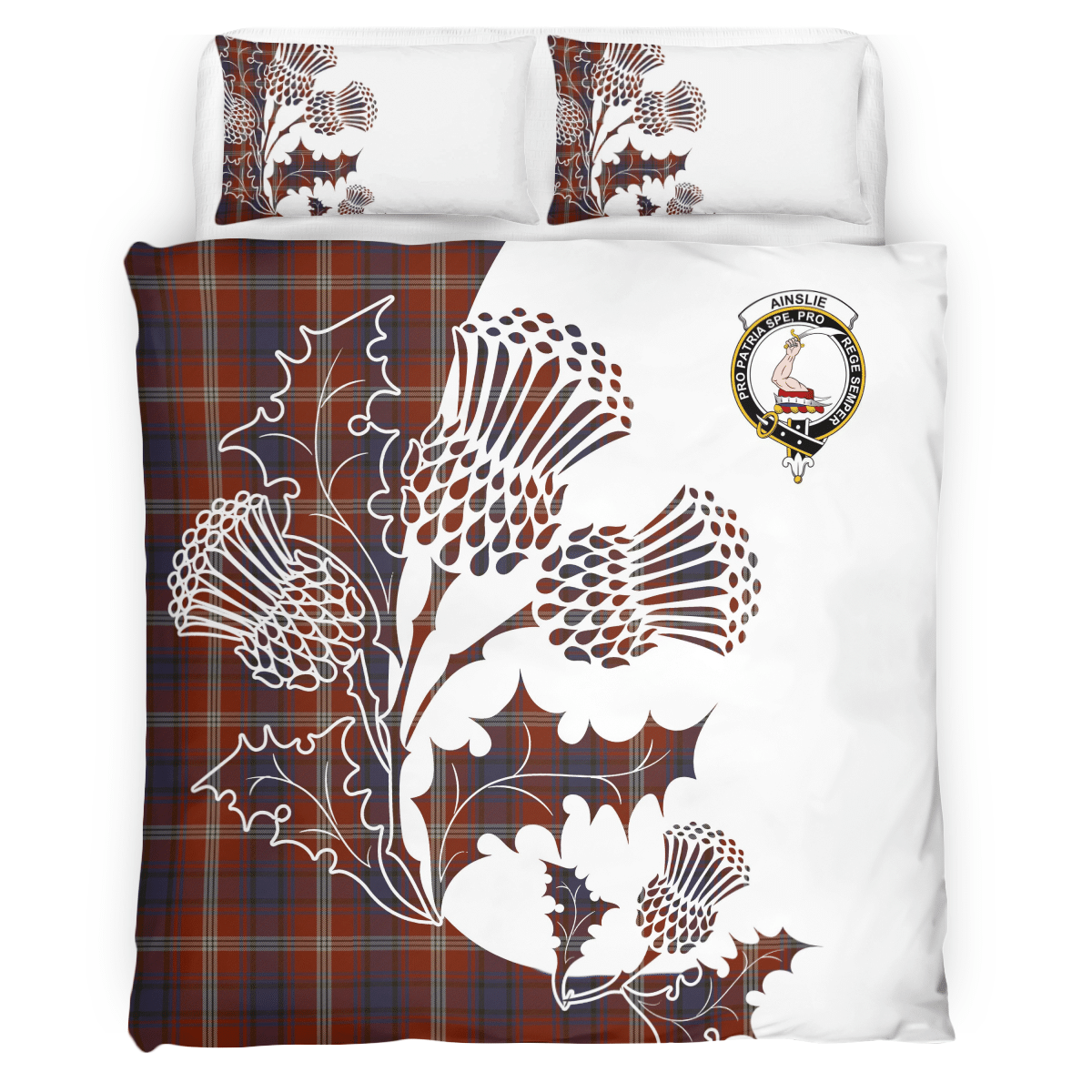 Ainslie Tartan Crest Bedding Set - Thistle Style