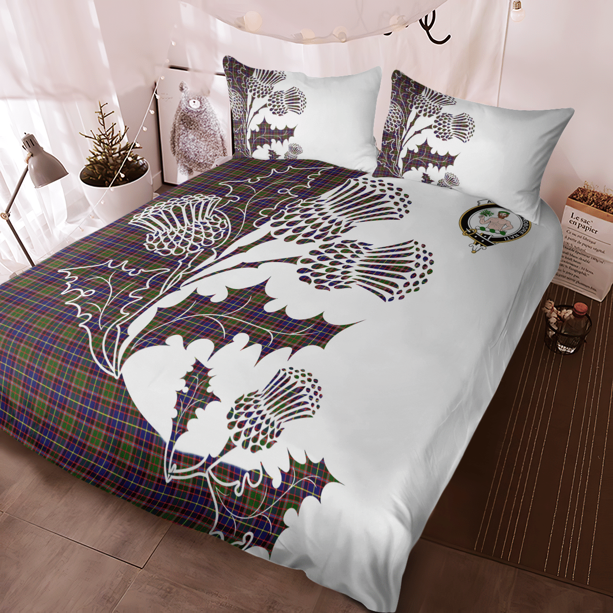 Aikenhead Tartan Crest Bedding Set - Thistle Style