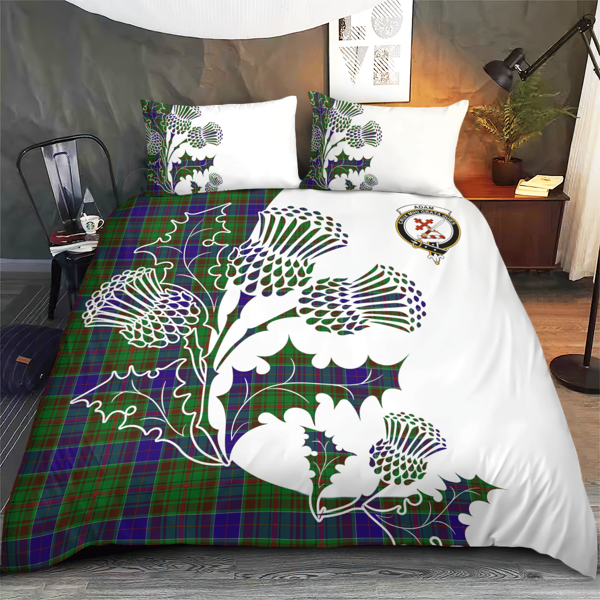 Adam Tartan Crest Bedding Set - Thistle Style