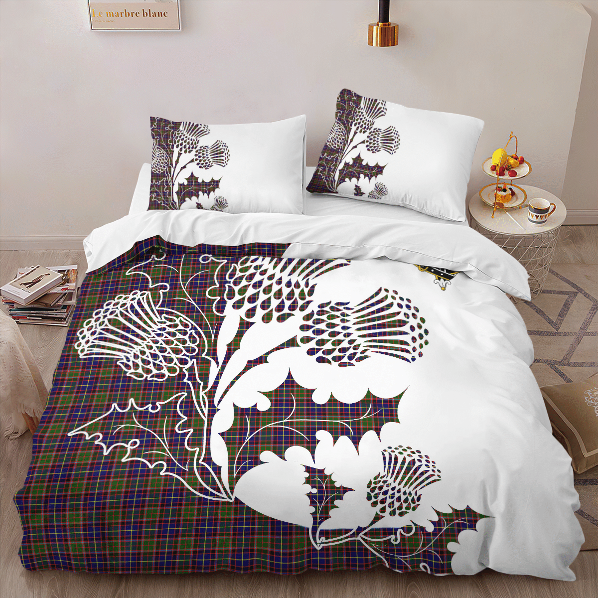 Aikenhead Tartan Crest Bedding Set - Thistle Style