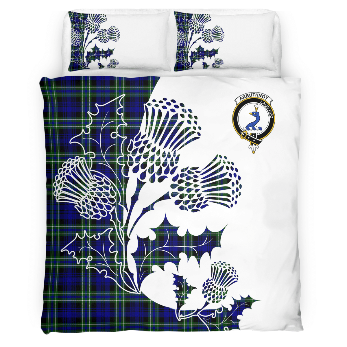 Arbuthnot Tartan Crest Bedding Set - Thistle Style