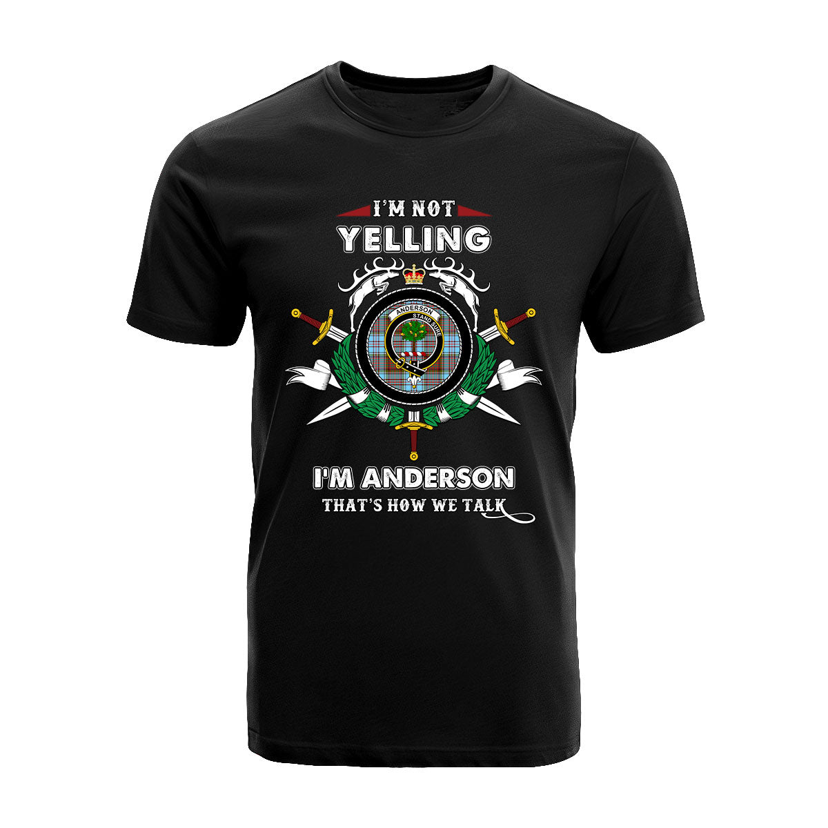 Anderson Tartan Crest T-shirt - I'm not yelling style