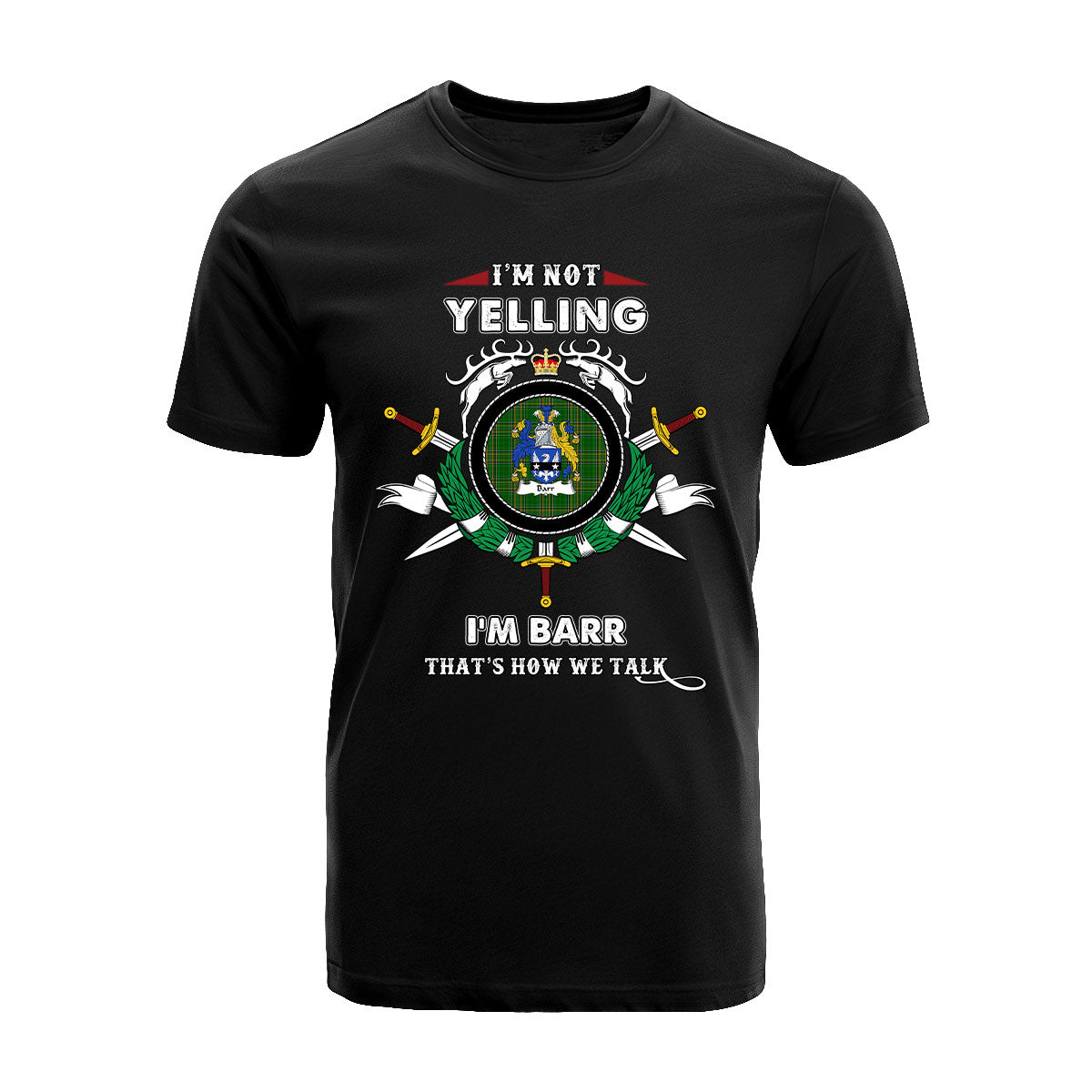 Barr Tartan Crest T-shirt - I'm not yelling style