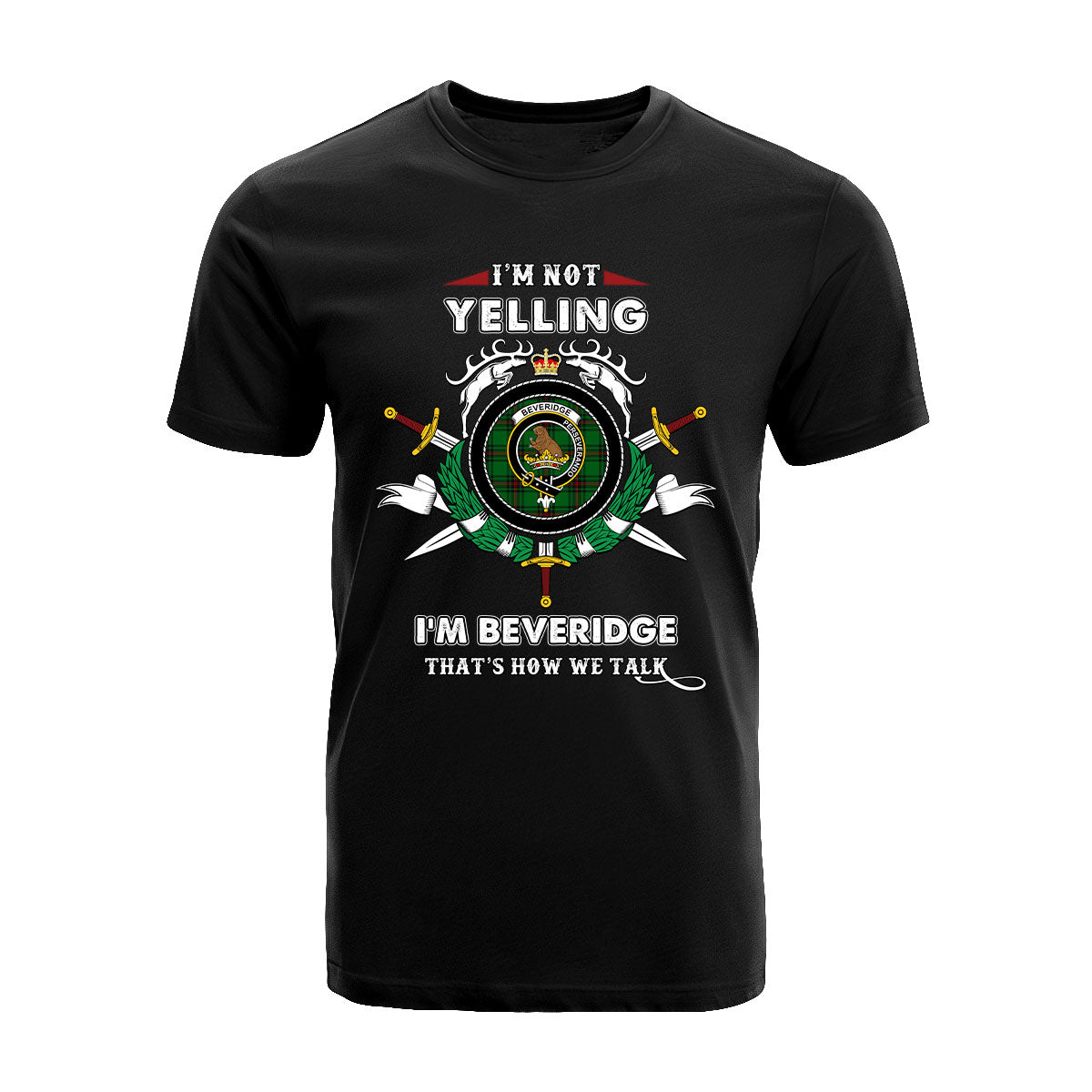 Beveridge Tartan Crest T-shirt - I'm not yelling style