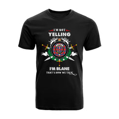 Blane Tartan Crest T-shirt - I'm not yelling style