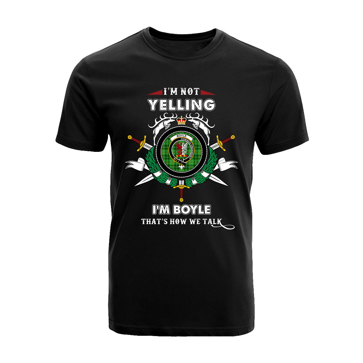 Boyle Tartan Crest T-shirt - I'm not yelling style