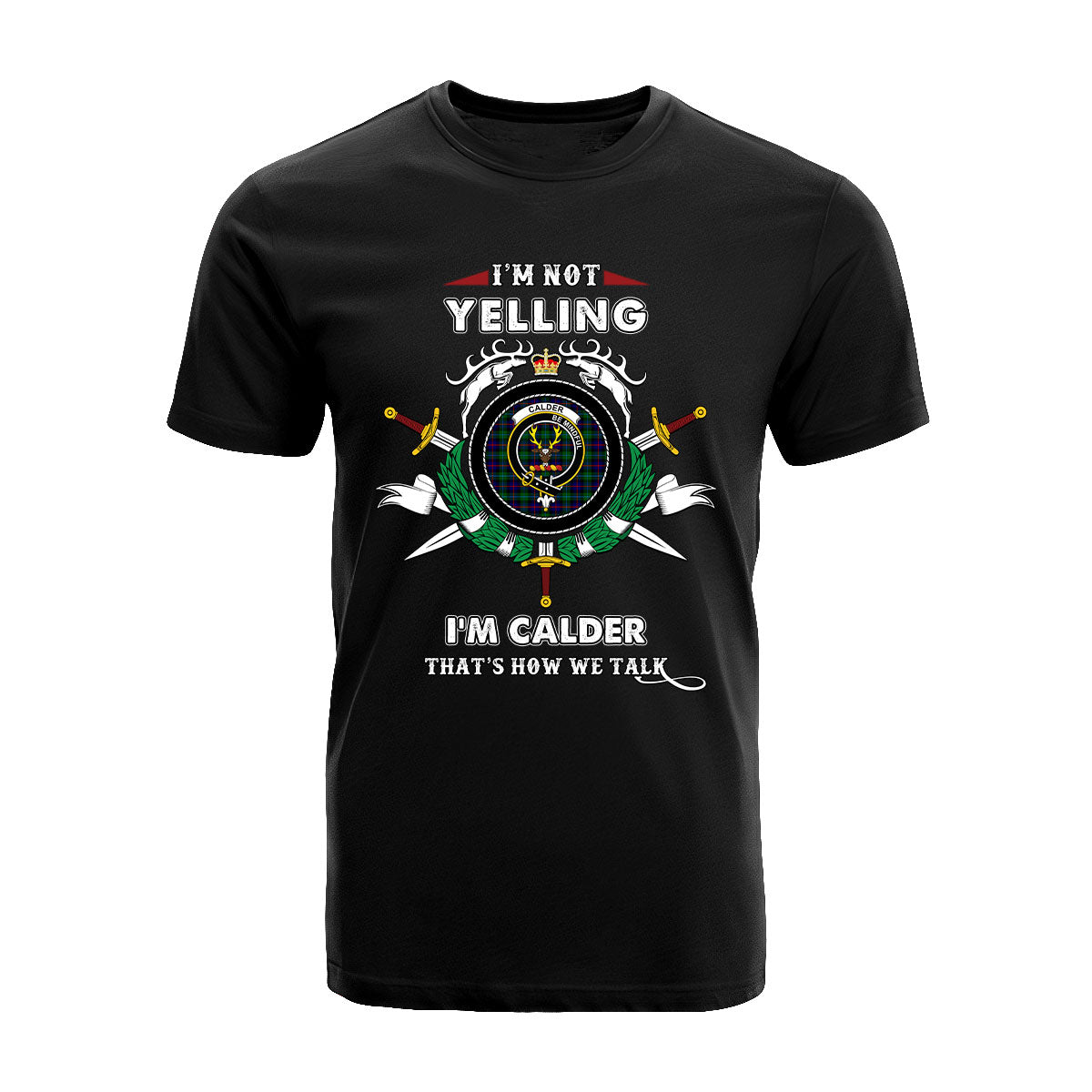 Calder 2 Tartan Crest T-shirt - I'm not yelling style