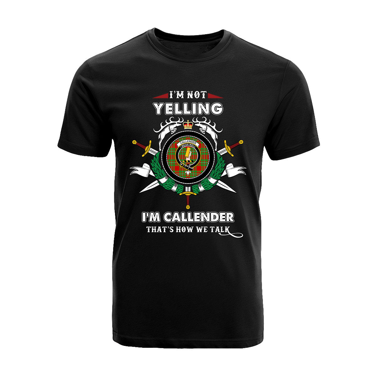 Callender Tartan Crest T-shirt - I'm not yelling style