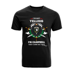 Campbell of Cawdor Tartan Crest T-shirt - I'm not yelling style