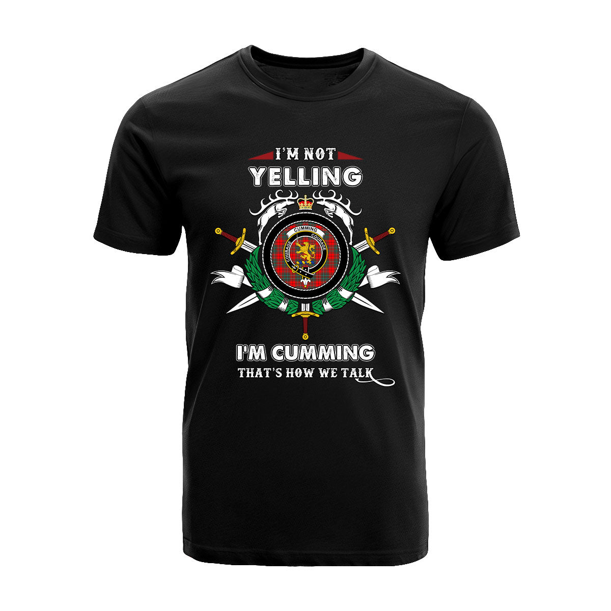 Cumming Tartan Crest T-shirt - I'm not yelling style