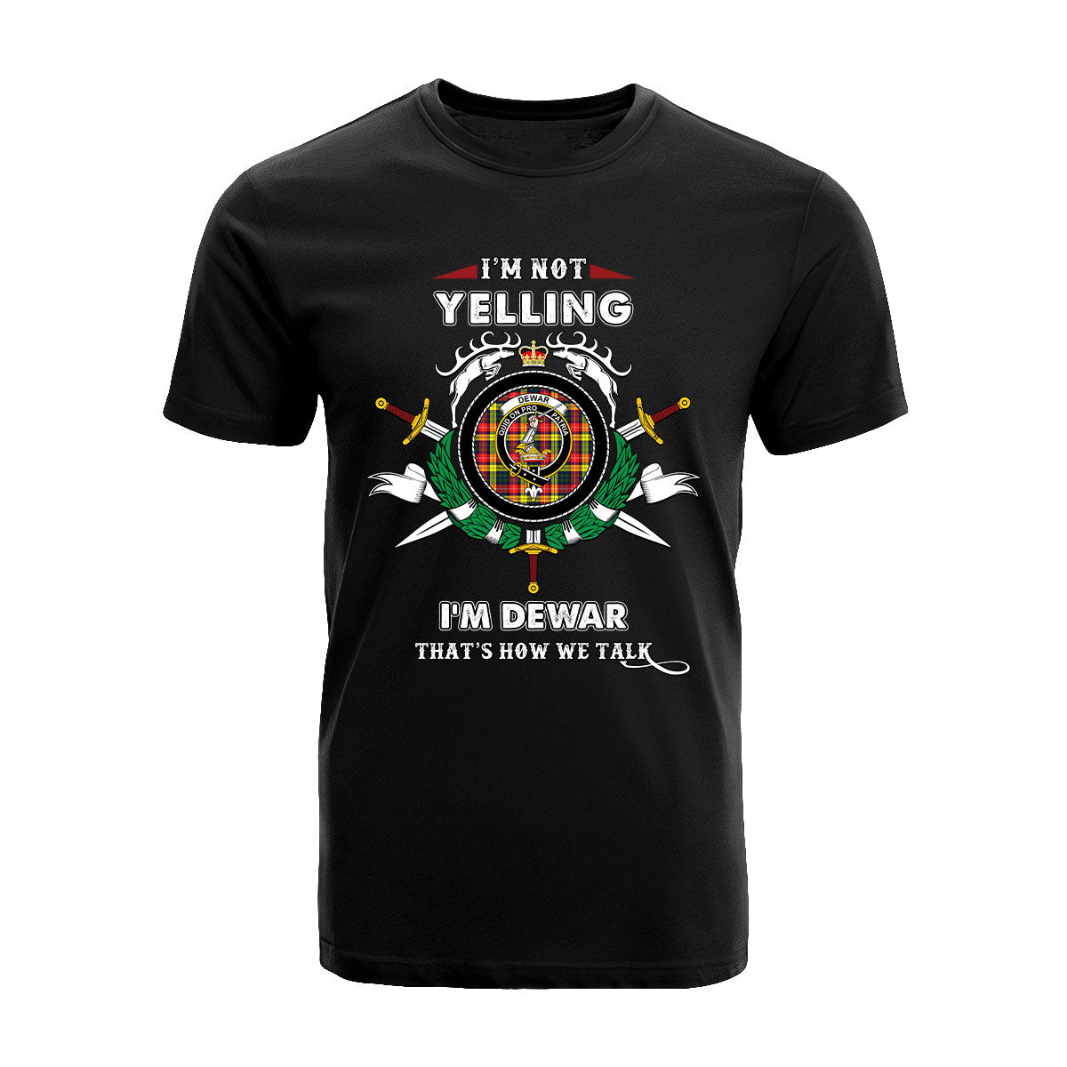 Dewar Tartan Crest T-shirt - I'm not yelling style