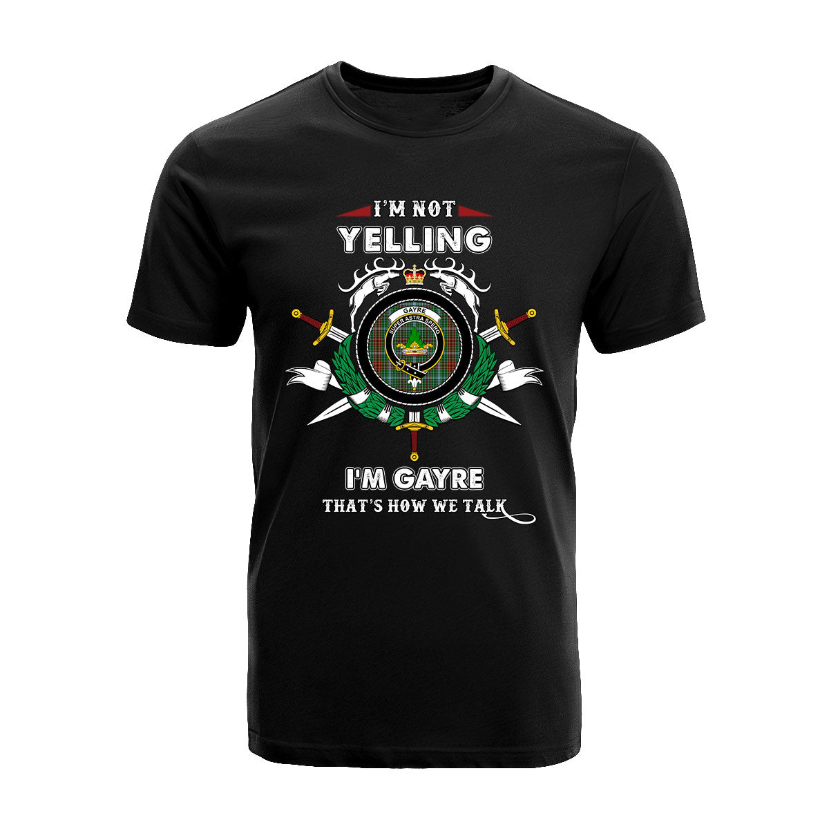 Gayre Tartan Crest T-shirt - I'm not yelling style