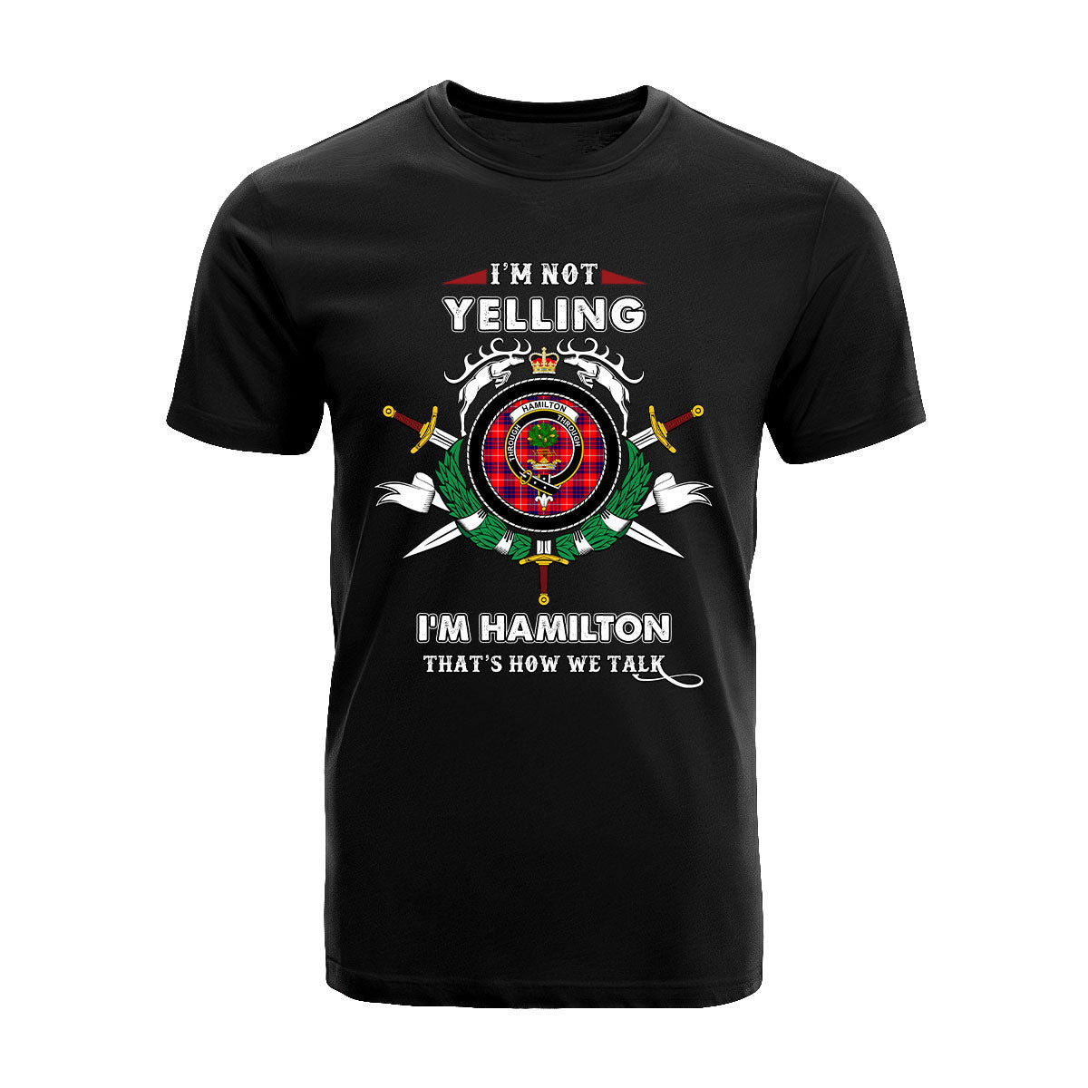 Hamilton Tartan Crest T-shirt - I'm not yelling style