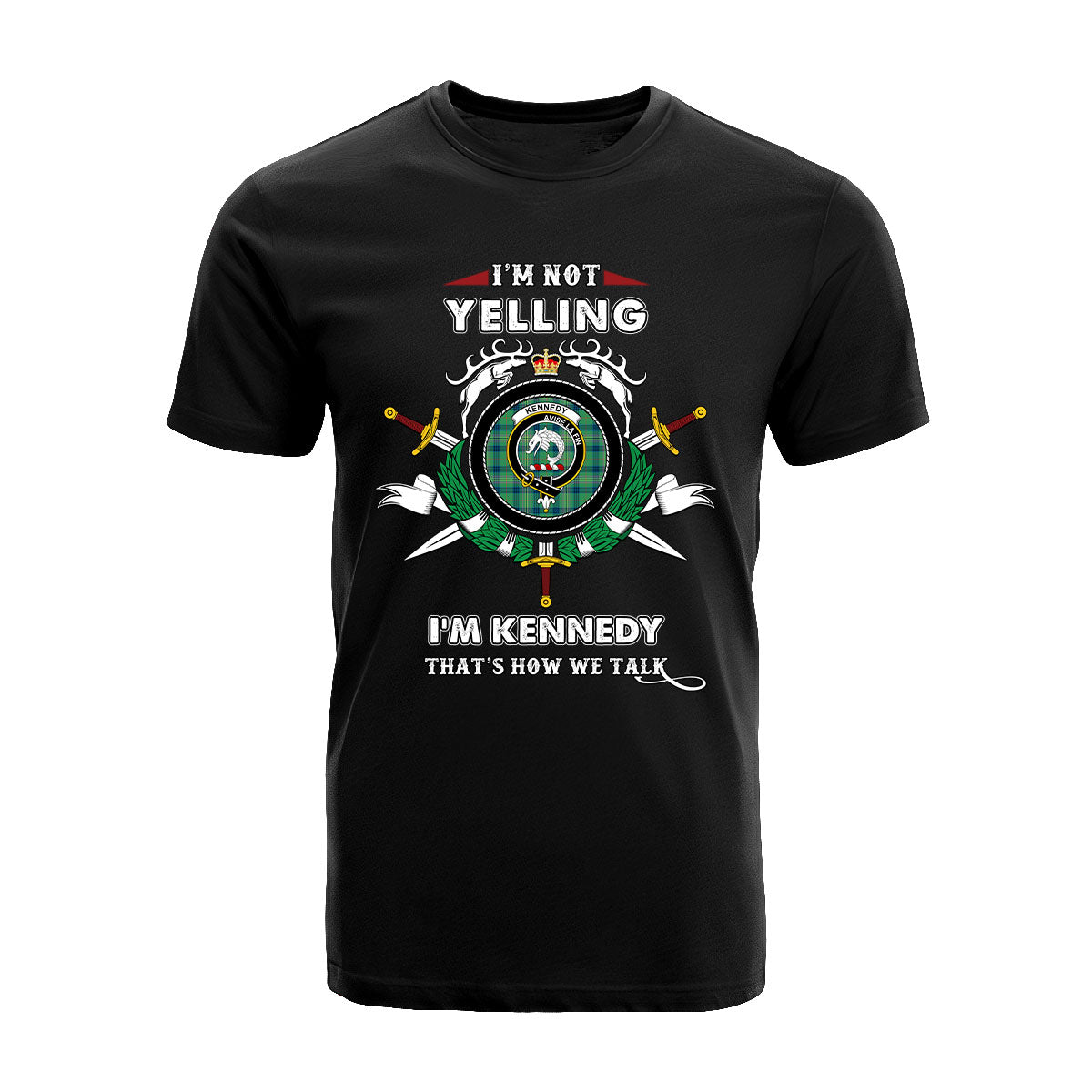 Kennedy Tartan Crest T-shirt - I'm not yelling style