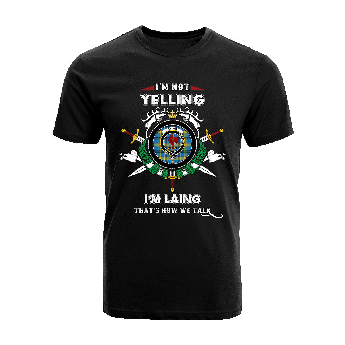 Laing Tartan Crest T-shirt - I'm not yelling style