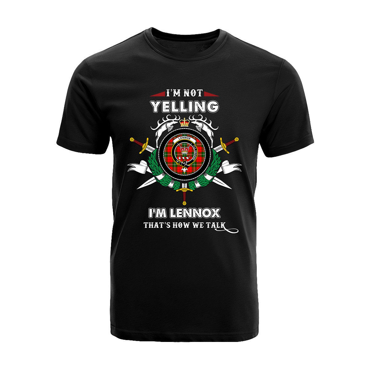 Lennox (Lennox Kincaid) Tartan Crest T-shirt - I'm not yelling style