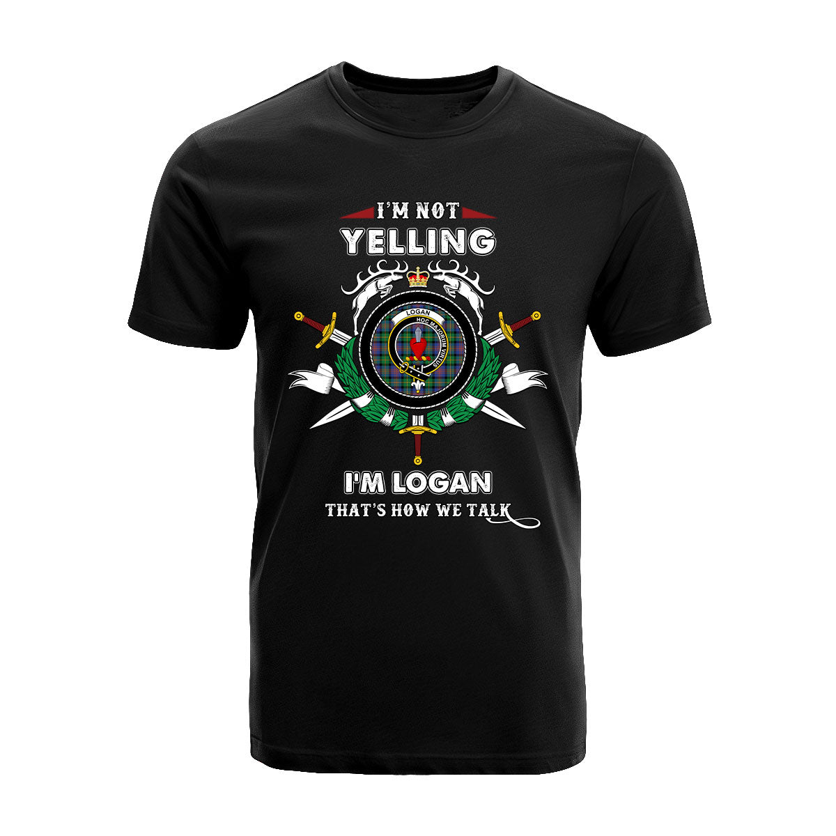 Logan Ancient Tartan Crest T-shirt - I'm not yelling style