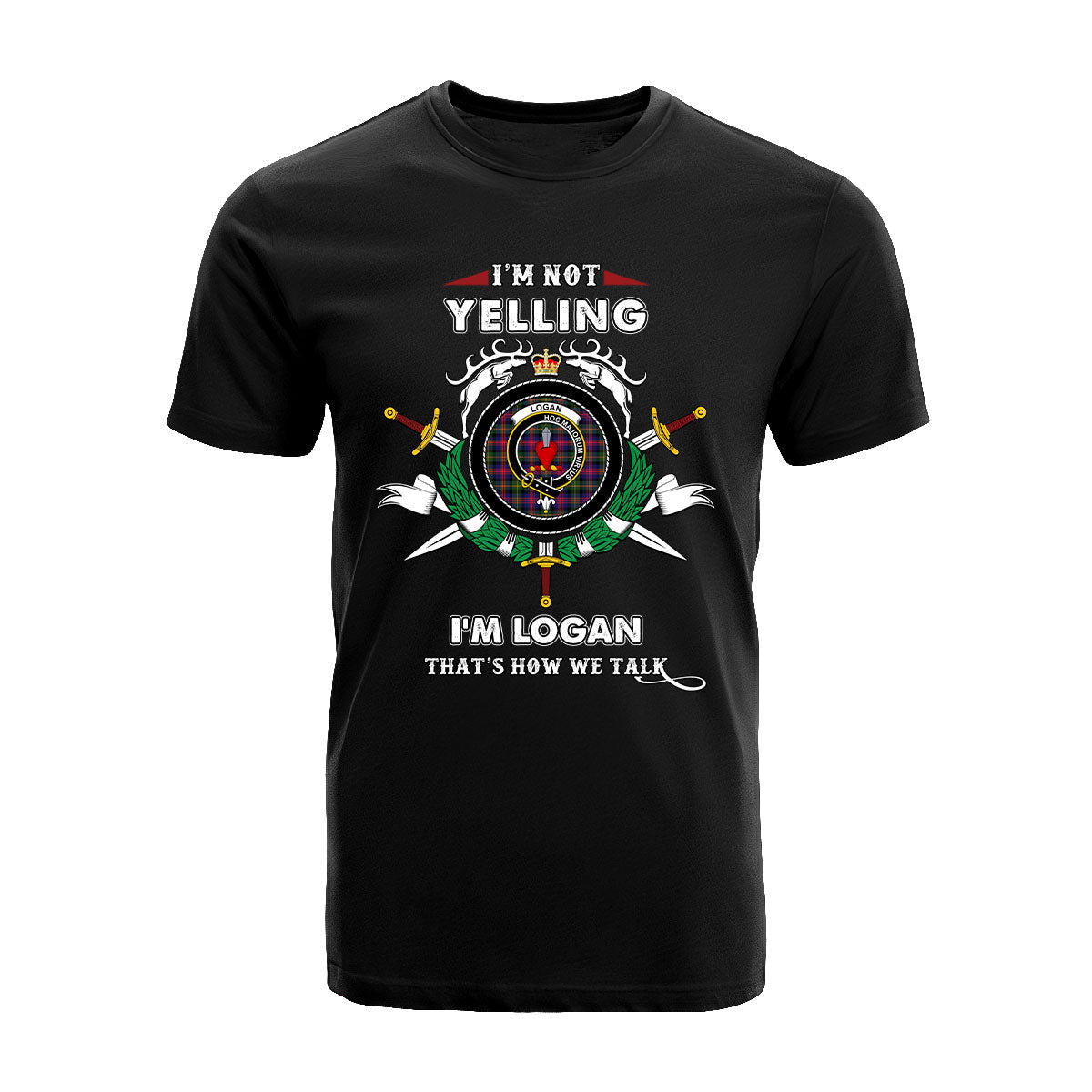 Logan Modern Tartan Crest T-shirt - I'm not yelling style