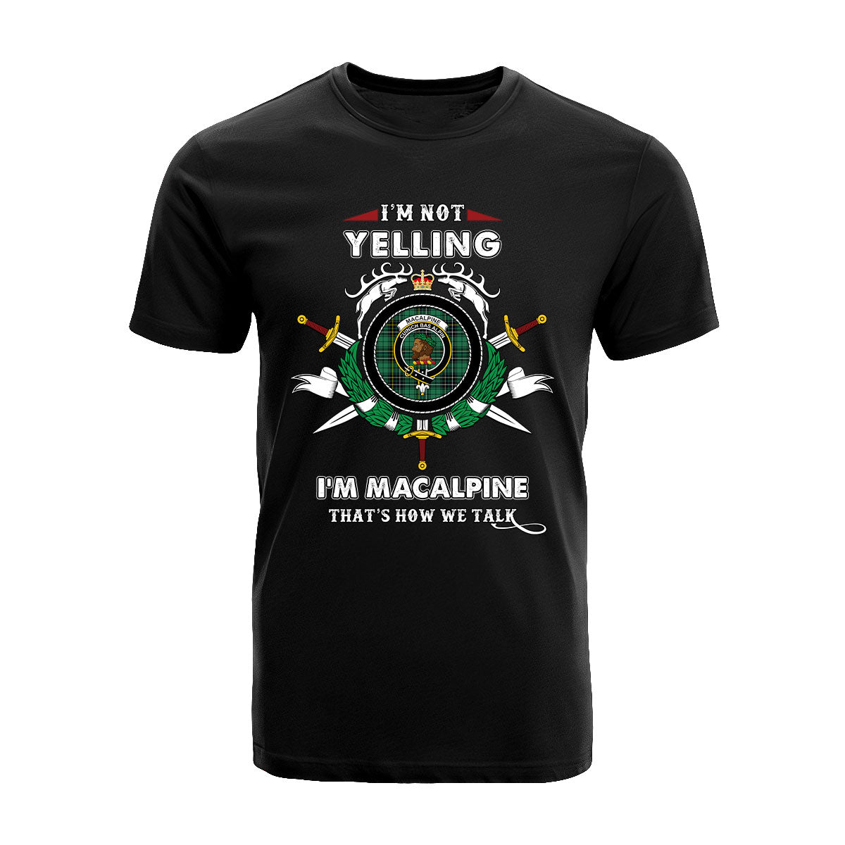 MacAlpine Tartan Crest T-shirt - I'm not yelling style