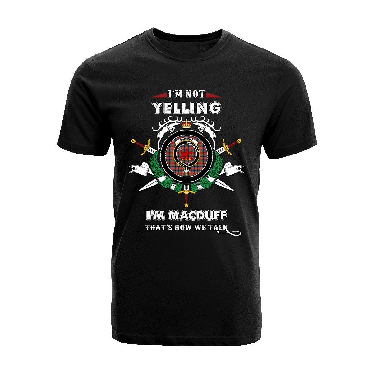 MacDuff Tartan Crest T-shirt - I'm not yelling style