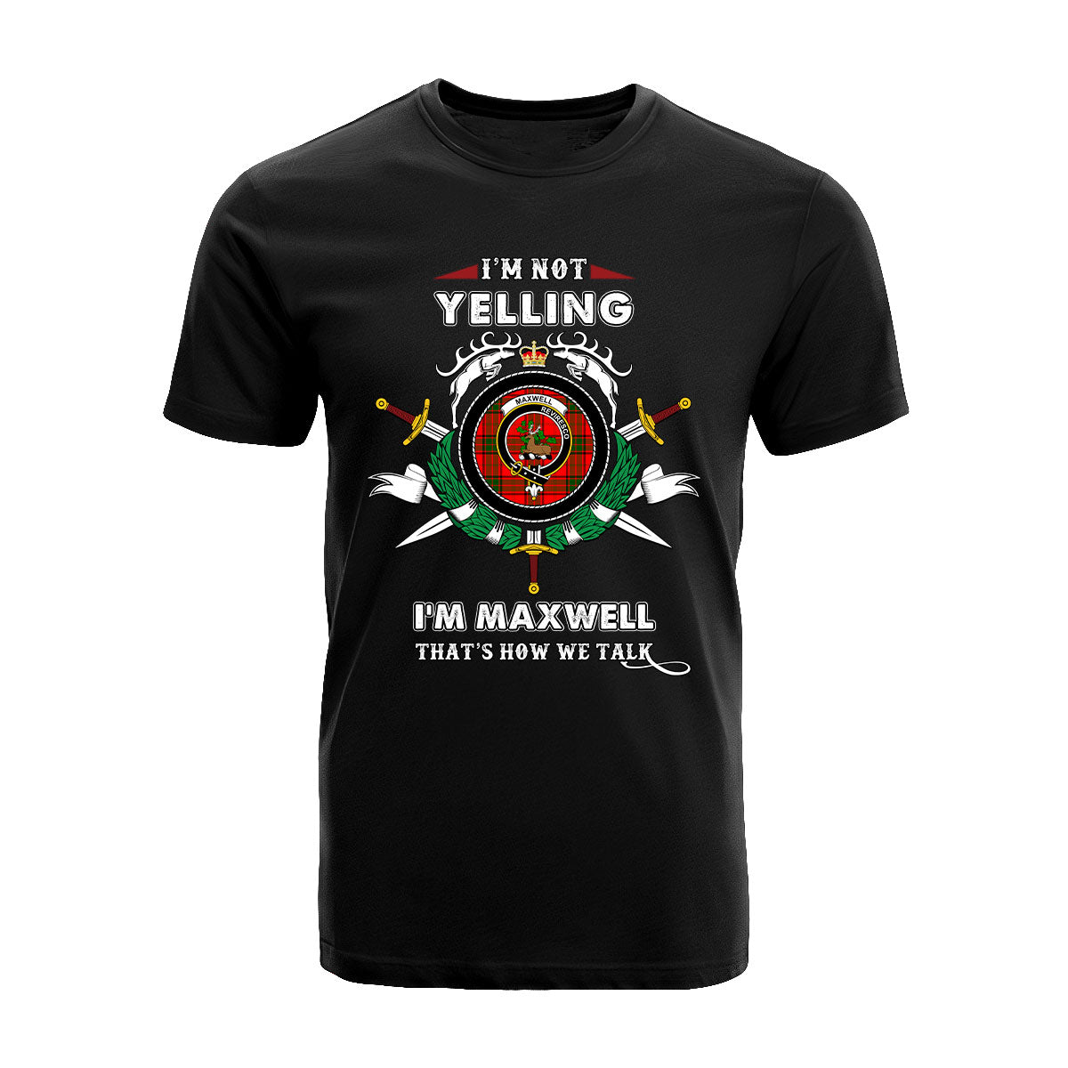 Maxwell Tartan Crest T-shirt - I'm not yelling style