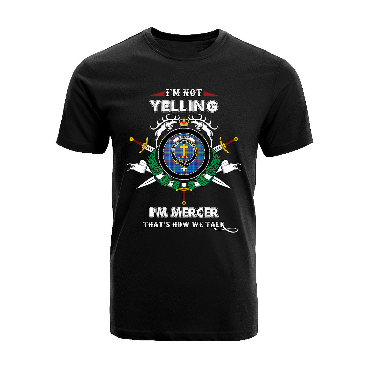 Mercer Tartan Crest T-shirt - I'm not yelling style