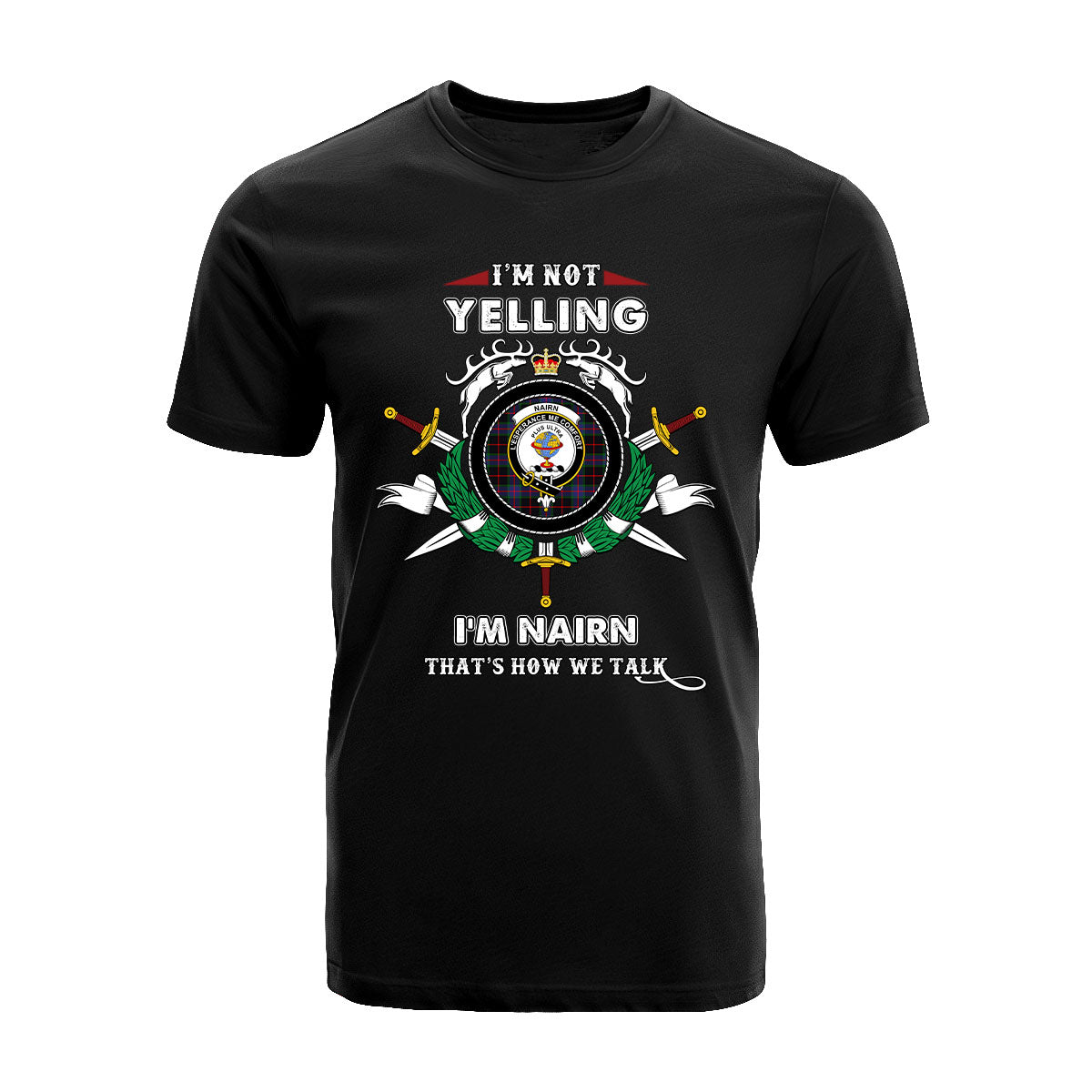 Nairn Tartan Crest T-shirt - I'm not yelling style