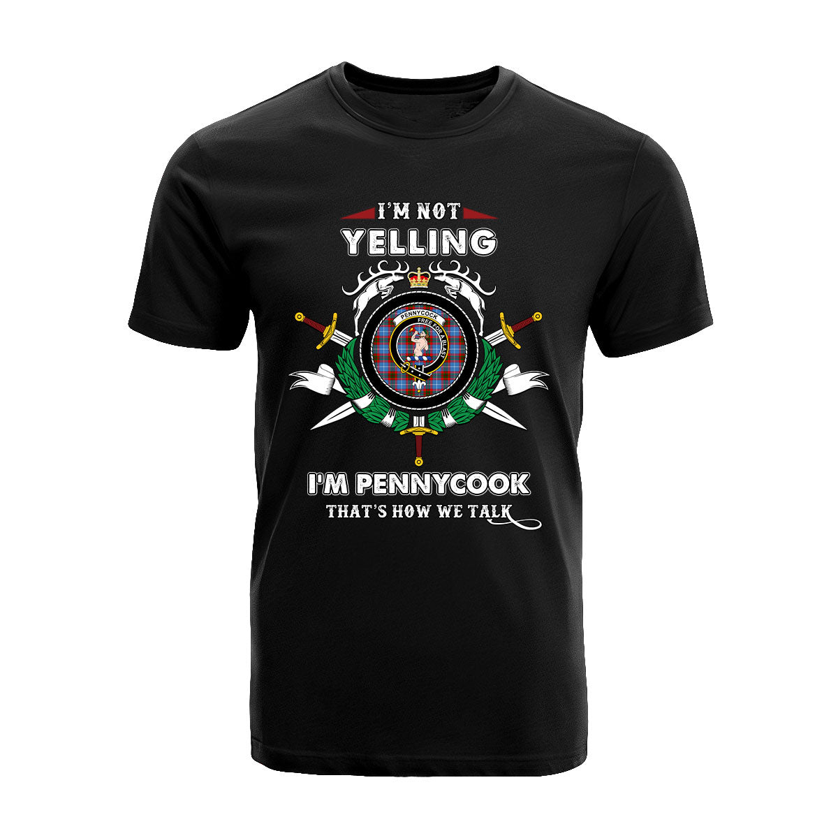 Pennycook Tartan Crest T-shirt - I'm not yelling style