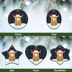 Armstrong Modern Tartan Christmas Ceramic Ornament - Highland Cows Style