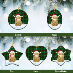 Beveridge Tartan Christmas Ceramic Ornament - Highland Cows Style