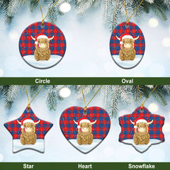 Blane Tartan Christmas Ceramic Ornament - Highland Cows Style