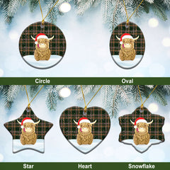 Buchanan Hunting Tartan Christmas Ceramic Ornament - Highland Cows Style