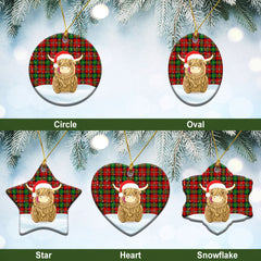 Fullarton Tartan Christmas Ceramic Ornament - Highland Cows Style