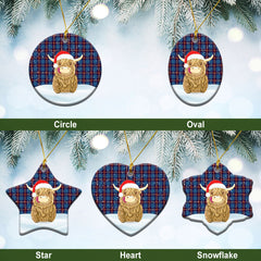 Greer Tartan Christmas Ceramic Ornament - Highland Cows Style