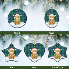 Keith Ancient Tartan Christmas Ceramic Ornament - Highland Cows Style