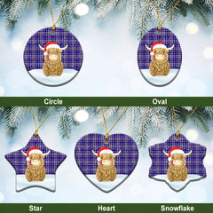 Ochterlony Tartan Christmas Ceramic Ornament - Highland Cows Style