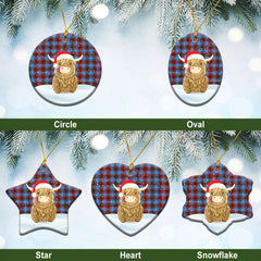 Skirving Tartan Christmas Ceramic Ornament - Highland Cows Style