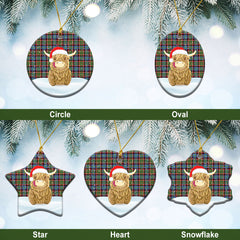 Stirling (of Cadder-Present Chief) Tartan Christmas Ceramic Ornament - Highland Cows Style